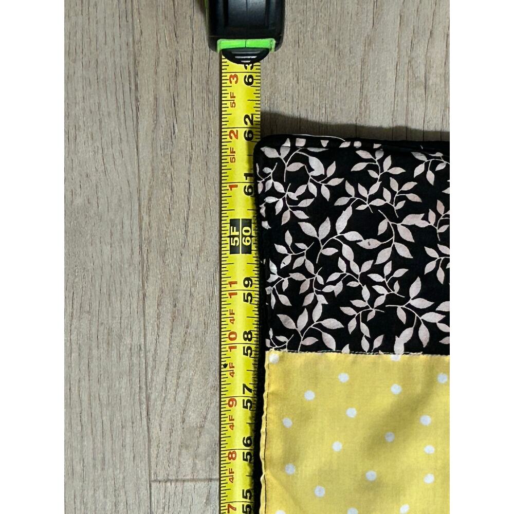 Handmade Black Yellow White Patchwork Quilt Throw Soft Minky Backing 60x47 - Picture 5 of 6